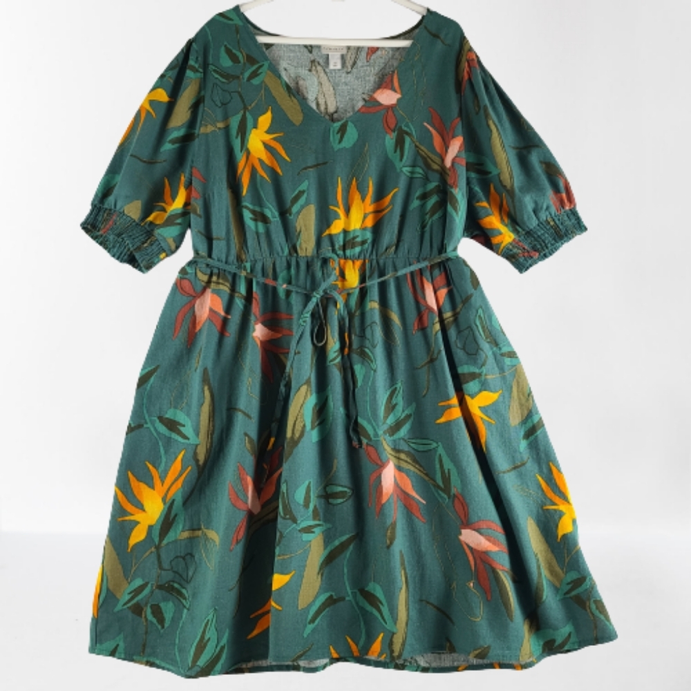 Ava & Viv Linen Blend Tropical Dress 🌺